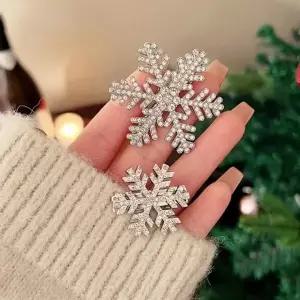 눈송이머리핀 겨울머리핀 특이한 옆머리 크리스마스 눈사람