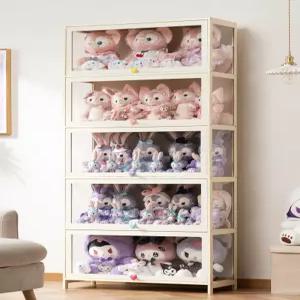 아크릴 투명 진열장 3단 장식장 인형 핑크 쇼케이스