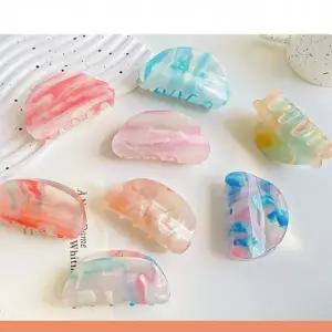 [지앤지]반달 마블 컬러핀 봄 헤어핀 고급 올림머리핀 반묶음 포인트 집게핀 여름 머리핀