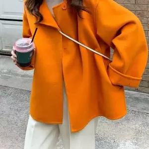 (사이즈 오렌지FREE)후드 자켓 A라인 여유품 간절기 걸치편한옷 겨울 방풍 아우터 바람막이 플리스다운 점