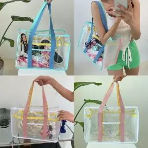 [하프클럽/]글리터뷰비치백 반짝이 여름 PVC 방수 바다 여성 가방