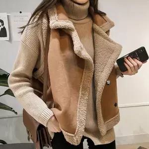 [하프클럽/]여성 스웨이드 무스탕 조끼 캐주얼 겨울 아우터