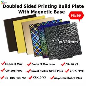 매끄러운 PEO 텍스처 PEI 베드 310x320mm 스프링 스틸 시트 자석 빌드 플레이트 엔더 3 맥스엔더 3 맥스 네