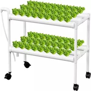 MQHUAYU 수직 수경 재배 흰색 54개의 식재 구멍 물 순환 시스템 타이머 및 펌프가 포함된 실내 야외 정원