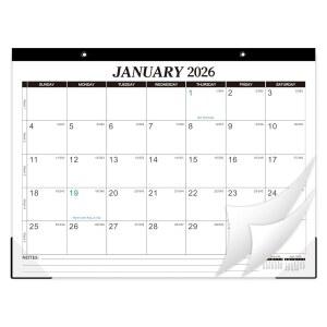 2026 데스크 캘린더 - 12 월간 2026, 2026년 1월 12월, 14 6인치 x 11 5인치, 책상/벽 2-in-1, 모서리 보호대가 있는 두꺼운 종이, 걸이 구멍, 대형 일일 블록