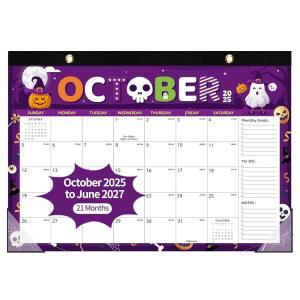 책상 달력 2026, 2025년 10월부터 2027년 6월까지 21개월간 운영되는 대형 사이즈 17인치 X 12인치 월정일 데스크탑 플래너 홈 클래스룸 학교 사무실 작업 목록
