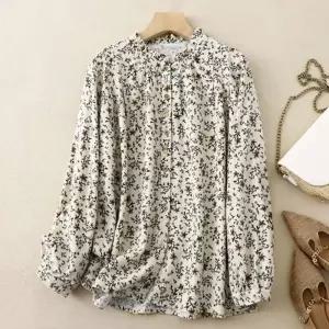은창따뜻한 데일리 플라워 넥프릴 블라우스 남방 셔츠 가을 겨울 상의 긴팔 아우터 잠바 점퍼 여성 외