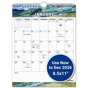 크랜버리 스몰 월 캘린더 2026, 8 5x11 세로 인상 , 걸이형 또는 책상형, 지금 시작하여 2026년 12월까지 사용 가능, 가정, 학교 및 사무실 월간 플래너, 스티커