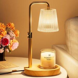 타이머 디머가 있는 알루미늄 캔들 워머 램프: 높이 조절 가능한 무염 및 무연 안전 램프, 여성 엄마를 위한 생일 선물, 집들이 선물 새로운 홈 데코 - 투명 유리