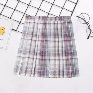 기장선택 체크패턴 아이보리 교복 믹스체크 교복치마 (WFKC2TA)