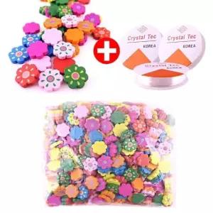 22mm꽃비즈 꽃 대용량DIY비즈 나무비즈 팔찌재료 나무팔찌재료