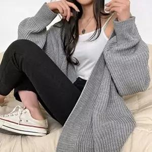 여성 4컬러 루즈핏 봄 가을 도톰 긴팔 니트가디건 (KYR-WFJY0RC)