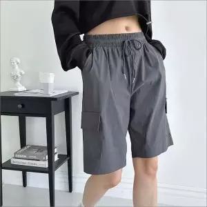 카고 2색 반바지 트레이닝 팬츠 5부 여자 허리밴딩 여름 (WFKBX8I)