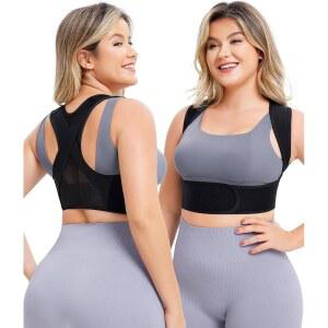 여성용 URSEXYLY 교정기, 자세를 위한 조절 가능한 상부 허리 보조기, 스트레이트너 편안한 등 어깨 쇄골 지지 및 목 블랙, M/L