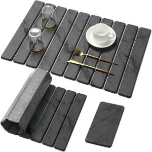 주방 조리대용 대형 돌 접시 건조 매트 PCS 퀵 드라이 2개 접이식 물 흡수 규조토 패드 조리대 병 식기