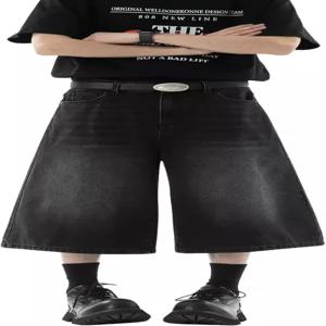 도슬라비다 진 반바지 남성 배기 조트 캐주얼 카프리 데님 Y2k 루즈 롱 빈티지 패션