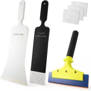 고마케 비닐 랩 키트 8인치 고무 스퀴지 불도저 틴트 도구 긴 손잡이 자동차 앞유리 앞뒤 창문 자동 유리