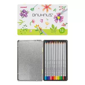 모나미 바우하우스 유성 색연필 12색 틴케이스 컬러링 색칠 미술 준비물