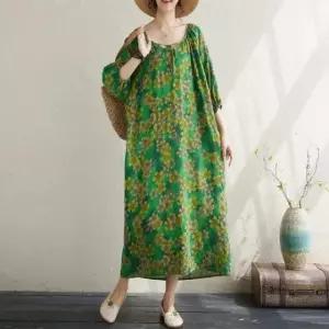 고품질 플라워패턴 휴양지룩 롱원피스 엄마옷 바캉스 마 미시옷 (WFKDYHA)