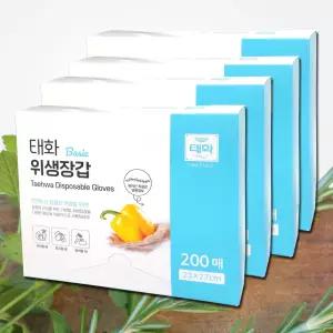 태화 베이직 위생장갑 800매(200매x4) 일회용 착용감 좋은 대용량 장갑