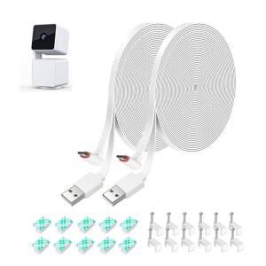 Wyze 캠 팬 v3 카메라용 6.1m(20피트) 전원 연장 케이블 - 내후성 90도 마이크로 USB 케이블, 2팩 (화이트) Cam V3 /V4와 호환되지 않음