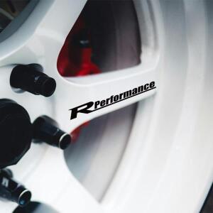 자동차 휠 반사 스티커, 림 허브 바디 레이싱 R 퍼포먼스 스타일 비닐 필름 데칼, 튜닝 액세서리, 4 개