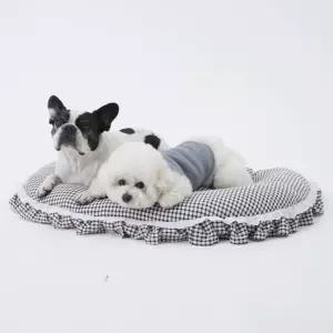 베네슈 레이스방석 체크블랙애견무늬 반려견 애완견 동물 반달 강아지 개방 무늬개