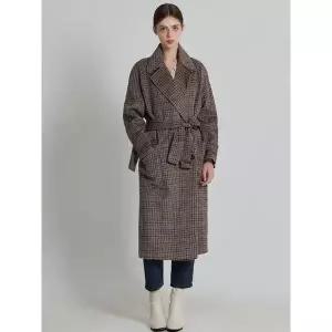 [하프클럽/오조크]글렌체크 벨티드 롱 코트 (택가격 439000원)