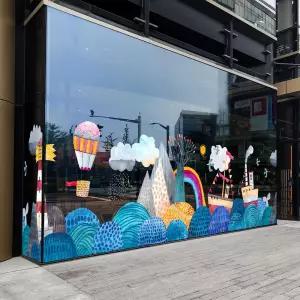 여름 창문스티커 정전기 바다 해변 야자수 대형 쇼윈도 유리창 포토존