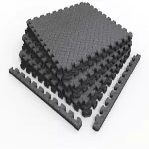 NoRSK 듀렉스 중형-듀티 리버서블 연동 폼 바닥 타일 다이아몬드 플레이트 텍스처 블랙/블루 24 X .47 인치