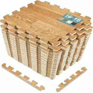 Sorbus 우드 그레인 바닥 매트 폼 조립식 각 타일 1제곱피트 3/8인치 두께 바닥재 - 가정 사무실 놀이방