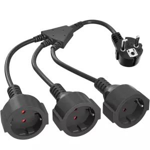 3 AC Schuko 소켓이있는 EU 유럽 전원 연장 코드 250 V16A 공급 전기 케이블 컴퓨터 홈용 트리플 플러그 어