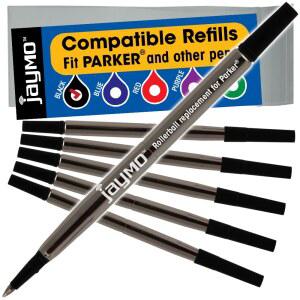 [미국배송] 파커 퀸크 1950323의 제이모 교체 - 길이 4.56인치 / 116MM 롤러볼 펜 리필 6 블랙