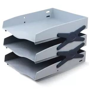 슈퍼 네오트레이 3단 쿨그레이 오픈형 문서 서류 보관받침대 보관대 서류함 정리함3단 책상수납함 다용도