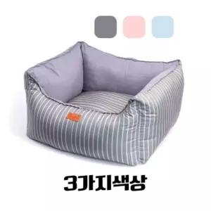 킹스독 컴포트 스트라이프 사각베드 L강아지매트 반려견 개침대 애완 멍멍이 줄무늬 동물 애침대 애견