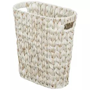 쿠시 위커 쓰레기통 욕실 욕실용 방수 침실용 좁은 작은 사무실 크림 화이트 5갤런