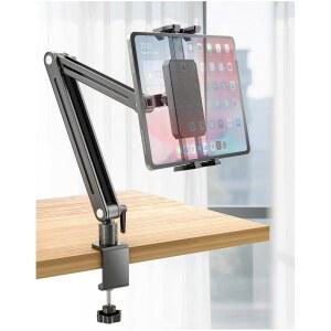 [미국배송] 조절 가능한 휴대용 모니터 스탠드 15.6인치 - 360 회전 베이스 톨 태블릿 책상 암 홀더 IPAD AIR / PRO MINI 유연 침대 클램프 마운트 SOPORTE 파라 PORTATIL /EREADER