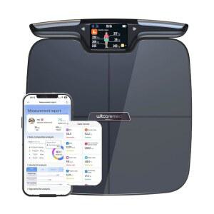 체질량지수 BMI , 체지방, 근육량, 수분 비율을 고려한 스마트 체중계, 8 전극 이중 주파수 고정밀 욕실 앱을 사용한 56 체성분 측정 블랙