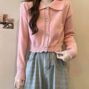 여자 가디건 크롭 자켓 데일리 가을/겨울 외출 빅카라klm204