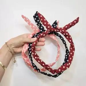 복고 리본 머리띠 땡땡이 도트 헤어밴드 어린이집 유치원 학원 학교 사진관