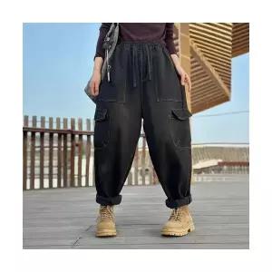 엘럽 여성용 배기핏 청바지 기모 겨울바지 빅사이즈 도톰 배기바지 박템4