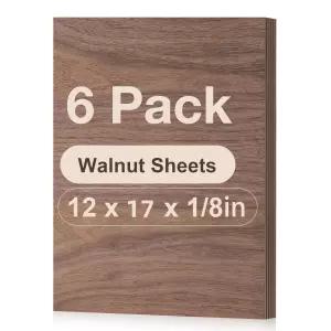 로우드 6팩 호두 합판 1개/8 12x16.5x1개/8인치 절단 및 조각용 얇은 3mm 미완성 장식용 DIY 공예 프로젝트