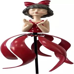 정원 바람개비 38인치 금속 및 수지 소녀 360° 치마 마당 스피너 야외 장식용 바람 파티오