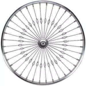 로우라이더 26인치 스틸 앞바퀴 트위스티드 케이지 36스포크 8g 크롬 3 /8인치 액슬 싱글 월 실버 림