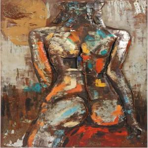 엠파이어 아트 다이렉트 믹스 미디어 언 핸드 페인팅 차원의 벽 48인치 x 32인치 내추럴 뷰티 I