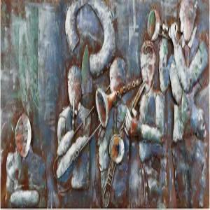 엠파이어 아트 다이렉트 재즈 밴드 믹스드 미디어 언 핸드 페인팅 디멘션 월 56인치 x 28인치 2.4인치 바로