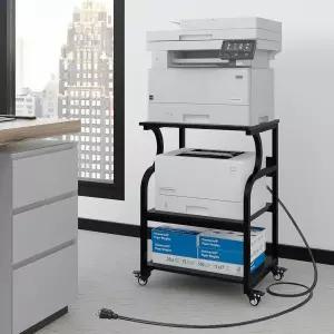 Natwind 대형 프린터 스탠드 24 x20 x29 테이블 조절 가능한 수납 선반 바퀴가 달린 3단 롤링 카트 난방