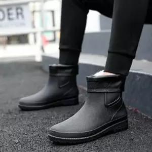 남성용 겨울 안감 털 레인 장화 따뜻한 방한 숏 부츠