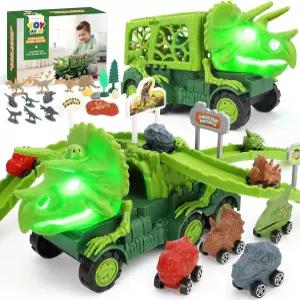 트랙 조명 사운드가 있는 토이 라이프 쥬라기 공룡 트럭 3-5세 용 트리케라톱스 장난감 디노 자동차 달걀