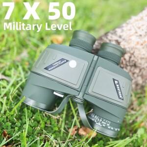 강력한 쌍안경 7X50 방수 군용 해양 캠핑 사냥 플로팅 Bak4 프리즘 망원경 야간 투시 거리 측정기